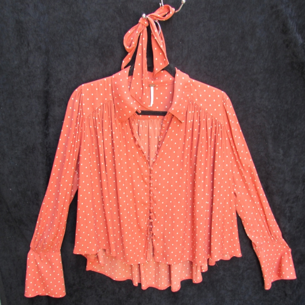 FREE PEOPLE Polka Dot Blouse XS